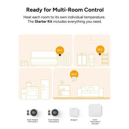 Wired Smart Thermostat X (2nd gen) - Starter Kit with 3 Smart Radiator Thermostats