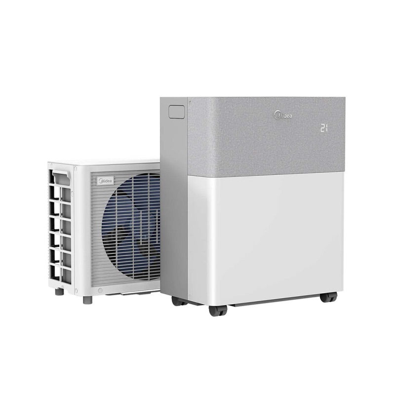 Split air conditioning unit on a white background