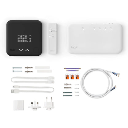 Wireless Smart Thermostat Starter Kit V3+ with Hot Water Control - Black Edition