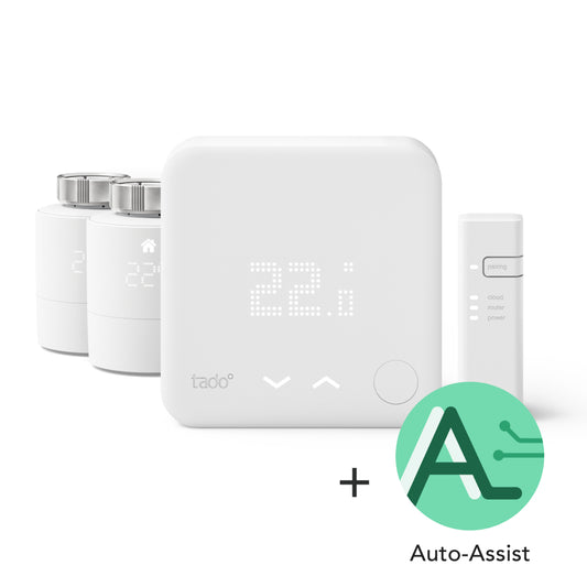 Kit de Démarrage avec Thermostat Connecté filaire V3+ incluant 2 Têtes Thermostatiques Connectées + 12 mois d’accès à Auto-Assist
