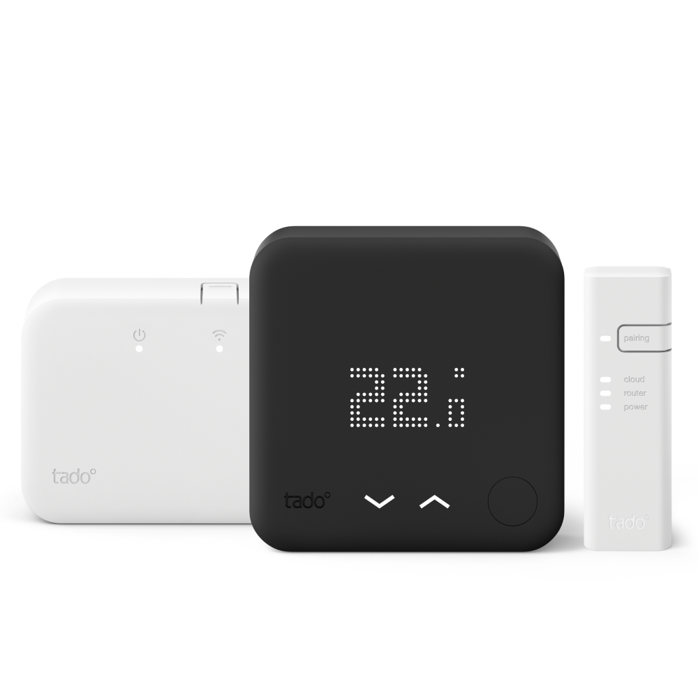 Wireless Smart Thermostat Starter Kit V3+ with Hot Water Control - Black Edition