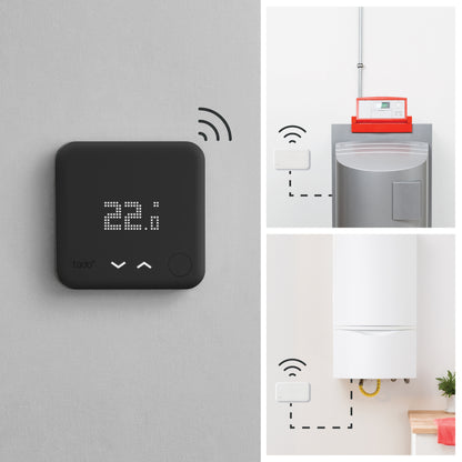 Wireless Smart Thermostat Starter Kit V3+ with Hot Water Control - Black Edition