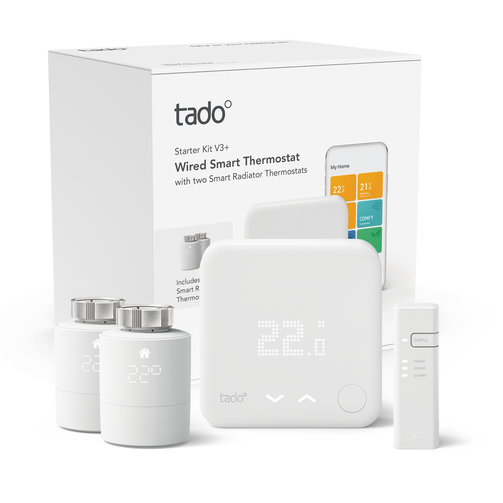 Thermostat intelligent TADO Kit de démarrage V3+ et 2 têtes thermostatiques  Pas Cher 