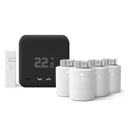 Wired Smart Thermostat Starter Kit + Smart Radiator Thermostat Quattro Pack