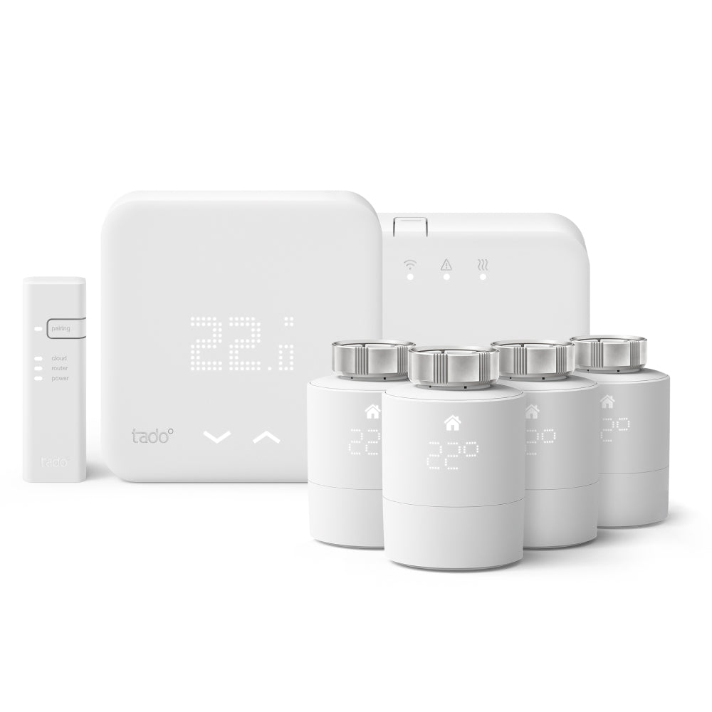 Kit de Démarrage : Thermostat Connecté et Intelligent sans fil + Tête Thermostatique Connectée et Intelligente Pack Quattro